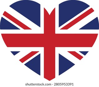 UK flag heart shape vector country national icon