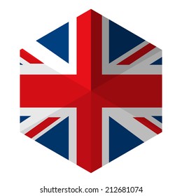 UK Flag Hexagon Flat Icon Button