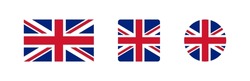 Uk Flag Icon. British Banner Signs. England's National Symbol. Great Britain Symbols. Circle Badge Of Europe Country Icons. Flat Color. Vector Isolated Sign.