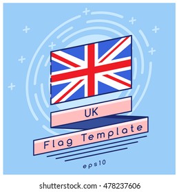 UK Flag  : Flag Icon With Festive Background : Vector Illustration