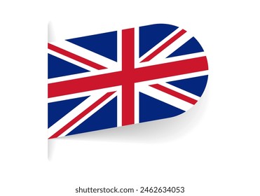 Icono, logotipo o etiqueta de la bandera del Reino Unido. Reino Unido, símbolo nacional británico Anuncio. Ilustración vectorial.