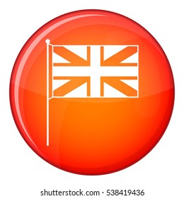 UK flag icon in red circle isolated on white background vector illustration