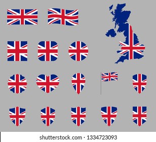 UK flag icon set, British national flag icons, flag of United Kingdom - Union Jack svg