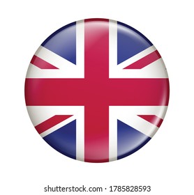 UK flag icon vector illustration isolated on white background. British flag. Flag icon glossy.
