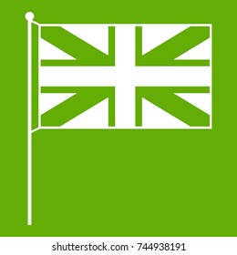 UK flag icon white isolated on green background. Vector illustration