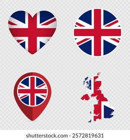 UK Flag Icons Pack. Vector illustration.