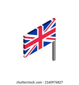 UK flag isometric isolated. Great Britain flag icon.