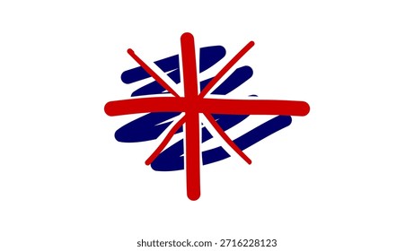 Logotipo da linha da bandeira do Reino Unido, ilustração simples plana