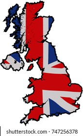 UK flag map black outline