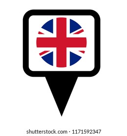 UK flag map pointer. Vector illustration