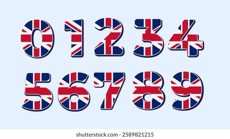 UK Flag Number Vector Set (0-9)