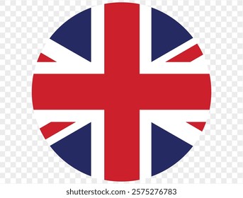 UK flag official round icon isolated on transparent PNG background. Perfect for designs, high-quality digital image.