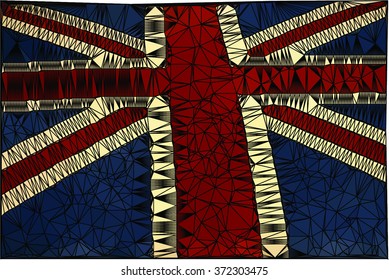UK flag on polygonal vector background