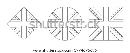 uk flag outline set. vector illustration isolated on white background