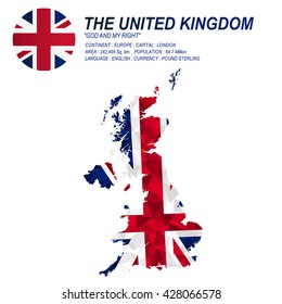 UK flag overlay on UK map with polygonal style.(EPS10 art vector)