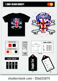 UK flag painted on a skull, concept  t-shirt design