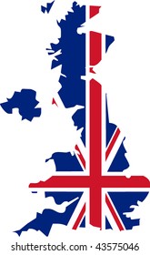 UK flag in the shape the country - isolated vector illustration