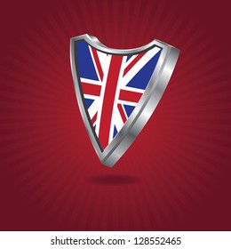 U.K. Flag Shield EPS 8 vector, grouped for easy editing. No open shapes or paths.
