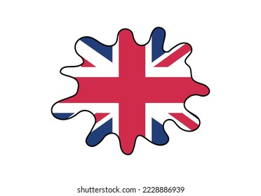 UK flag in splash shape.Vector UK symbol.