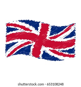 UK flag - Union Jack - grunge pencil drawing sketching isolated vector illustration