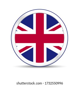 UK flag vector in button design. Eps 10 vector illustration.