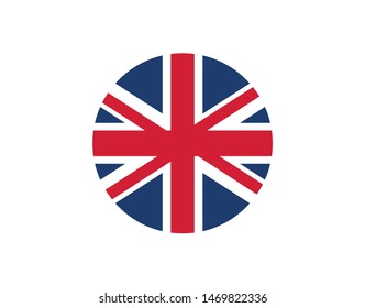 Uk flag vector. Vector flag ok United Kingdom.  Uk flag in circle. 
