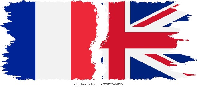 UK and France grunge flags connection, vector