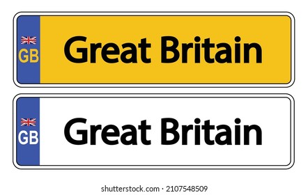 The UK GB None EU Number Plate Front And Rear Over A White Background