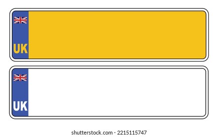 The UK GB None EU Number Plate Blank Front And Rear Over A White Background