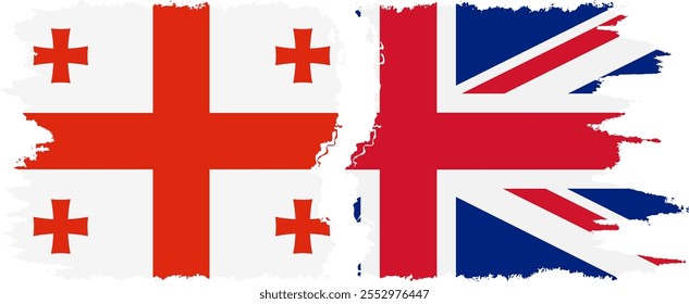 UK and Georgia grunge flags connection, vector