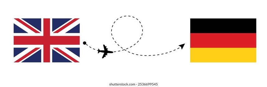 Reino Unido a Alemania concepto de viaje de vuelo . Viajar en avión de Londres a Alemania 