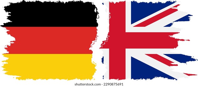 UK and Germany grunge flags connection, vector svg