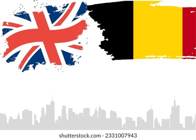 UK and Germany Vector Flag with the background of Buildings. Vector Illustration