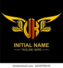 UK Golden Wing Emblem Logo with elegant gold wings, sleek and modern design. Ideal for branding, creative projects, luxury businesses, or artistic ventures.