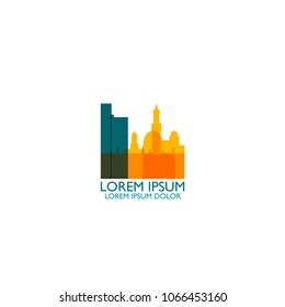 UK Great Britain England Bradford city skyline landscape night silhouette vector logo icon. Cool urban horizon illustration concept