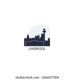 UK Great Britain England Liverpool city skyline landscape silhouette vector logo icon. Cool urban horizon illustration concept