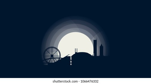 UK Great Britain England Manchester city skyline landscape silhouette vector logo icon. Cool urban horizon illustration concept