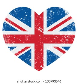 UK Great Britain retro heart flag - vector svg