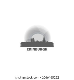 UK Great Britain Scotland Edinburgh city skyline landscape night silhouette vector logo icon. Cool urban horizon illustration concept