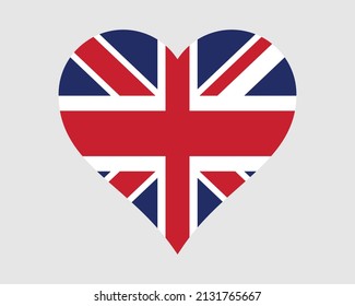 UK Heart Flag. United Kingdom of Great Britain Love Shape Country Nation National Flag. British Banner Icon Sign Symbol. EPS Vector Illustration. svg