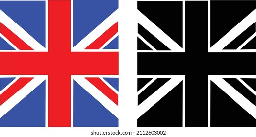 UK icon of 2 types: color, black and white, outline. Isolated vector sign symbol.