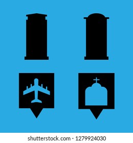 uk icon set about phone booth, church sign and airport pin vector set