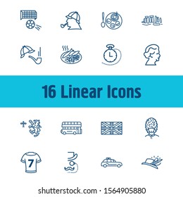 Uk icon set and fish with chips with stonehenge, english flag and lion. Strength related uk icon vector for web UI logo design.