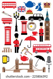 UK Icons Set, United Kingdom Flag, British Symbol (vector Art)