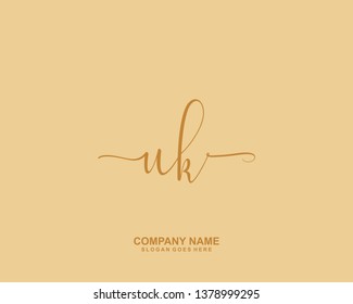 UK Initial Handwriting Logo Vector