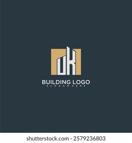 UK initial letter building logo for real estate with square design