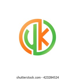 UK initial letters looping linked circle logo orange green