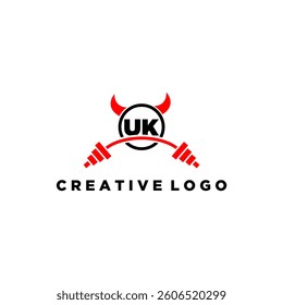 UK initial monogram for fitnes or gym logo with devil style design