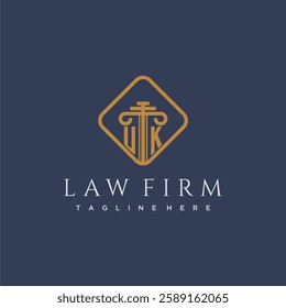 UK initial monogram logo for lawfirm with pillar in creative square design