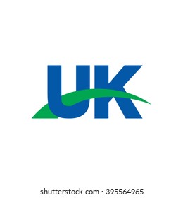 UK initial overlapping swoosh letter logo blue green